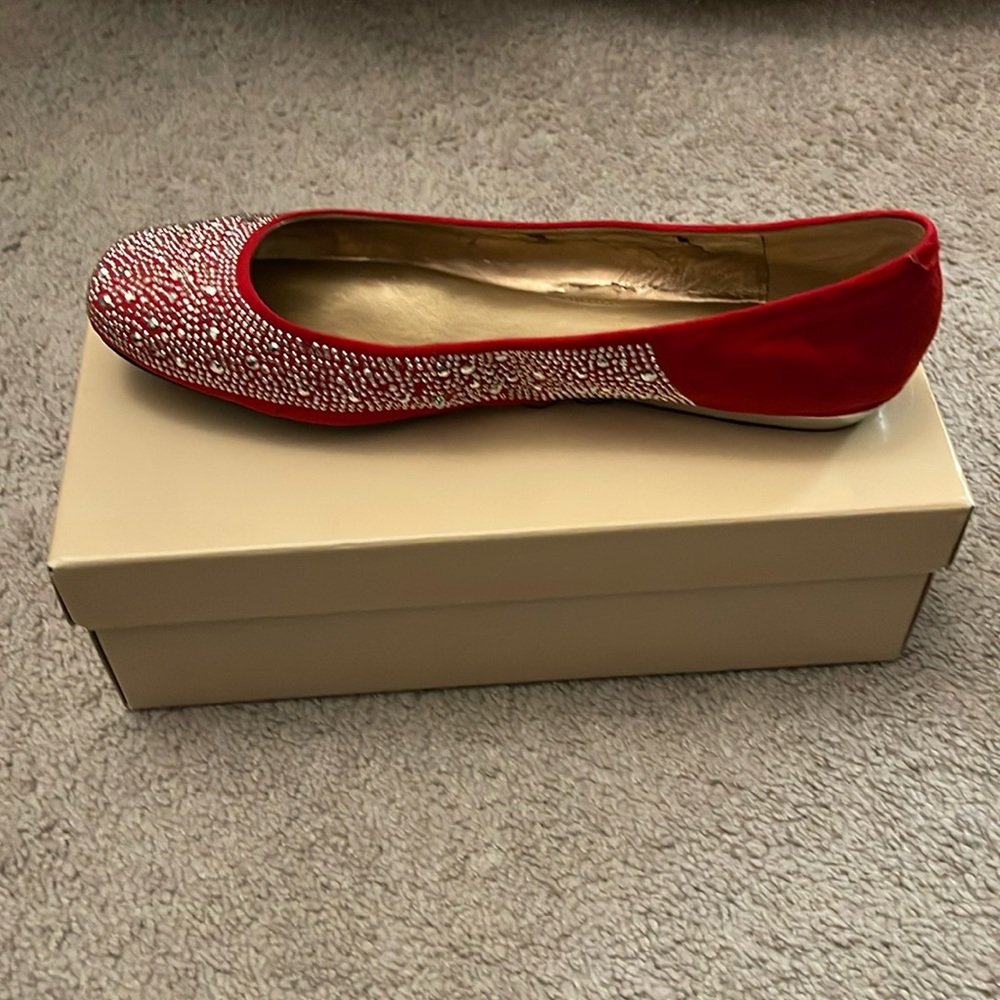 Red Studded Flats